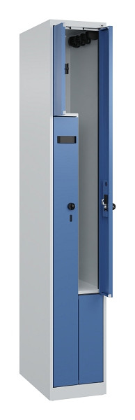 C+P Z-Spind Evolo PLUS, 2 Fächer, 1850x300x500mm, 7035/5023, Drehriegel, 049003-102 S10002