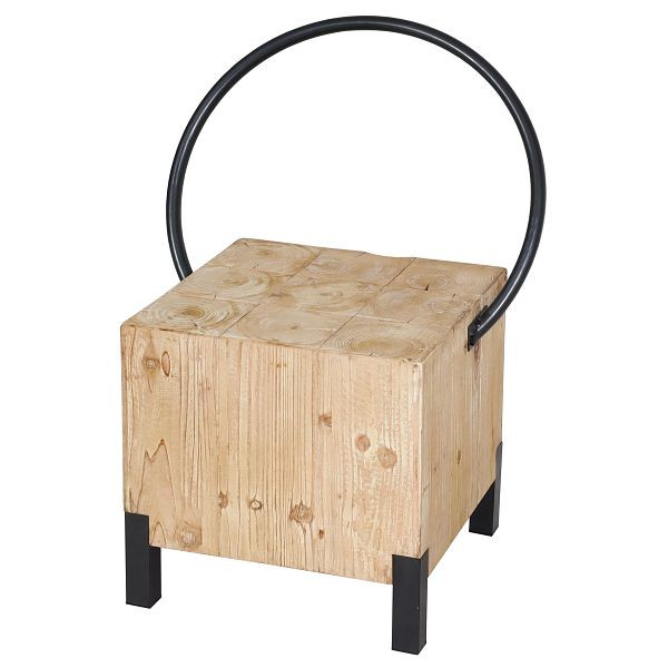 Mendler Esszimmerstuhl HWC-L76, Besucherstuhl Hocker, Industrial Metall Massiv-Holz MVG, natur, 117601