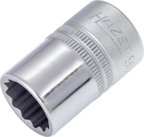 Hazet Steckschlüsseleinsatz, Doppelsechskant, Vierkant hohl 12,5 mm (1/2 Zoll), 16 mm, Mit Rändelung, 900Z-16