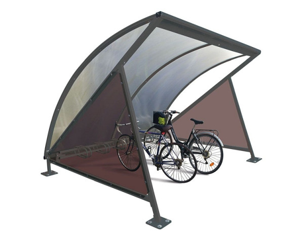 Procity Halbmond-Überdachung Grundmodell (Mit Getönten Verkleidungen) + Fahrradständer 6 Plätze, Farbe Procity grau, 529030.GPRO