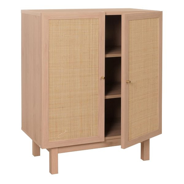 Mendler Highboard HWC-M51, Kommode Schrank Sideboard, Staufächer, Kubu Rattan 98x79x42cm, natur, 105393+105394