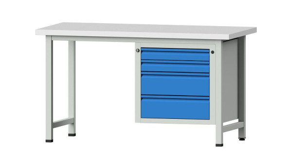 ANKE Werkbänke Kombiwerkbank, Modell 707 E, 1500 x 700 x 840 mm, RAL 7035/5012, KSP 40 mm, 510.534