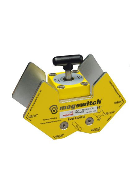 ELMAG Magnet-Schweißwinkel, Multi Winkel 400 MV, 45°/135°, 60°/120°, 75°/105° & 90°, Haltekraft 178 kg, 'ON/OFF schaltbar', 55474