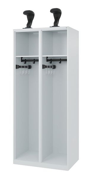 C+P Feuerwehrspind Evolo, Modell EXPERT, 2 Abteile, H1850B800T500 mm, Lichtgrau, Helmhalter, 0491015-22 S10003