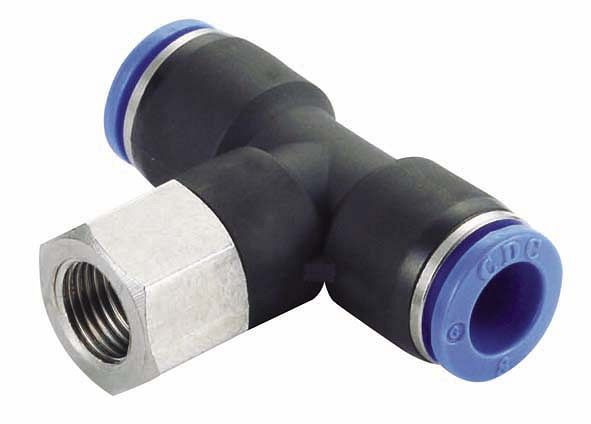 timmer B-TAd-8-1/8-KU, T-Aufschraubverschraubung drucklos einstellbar mit zylindrischen Gewinde, Schlauch-Ø: 8 mm, Gewinde: 1/8", VE: 10 Stück, 03180456