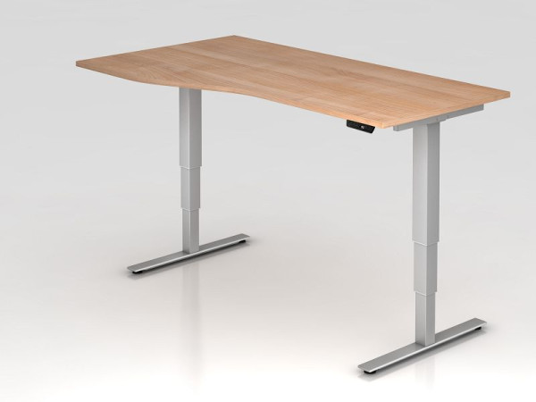 Hammerbacher Sitz-Steh-Schreibtisch elektrisch 180x100/80cm Nussbaum, Freiform, links oder rechts montierbar, VXDSM18/N/S
