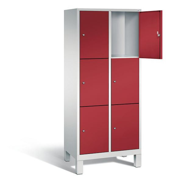 C+P Schließfachschrank Evolo, H1850xB810xT500mm, Farbe: Lichtgrau / Rubinrot, 48010-223 S10096