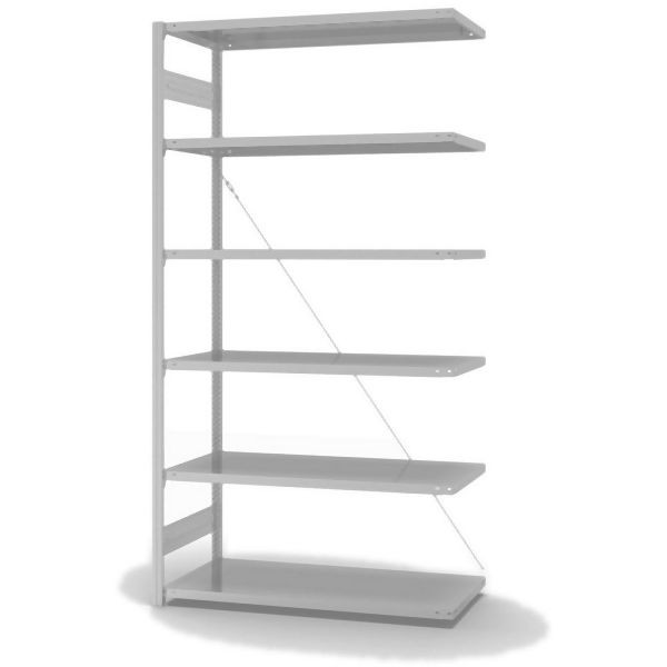 hofe Anbauregal, zerlegt, 6 Böden 2500 x 600 x 1300 mm, lichtgrau ähnlich RAL 7035 ableitfähig kunststoffbeschichtet, HKA25613ESD