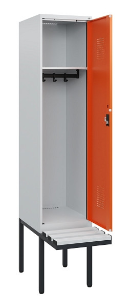 C+P Spind Evolo PLUS, 1 Abteil, 1950x400x815mm, 7035/2004, Zylinderschloss, Material Sitzfläche Kunststoff, 0490405-12 S10083