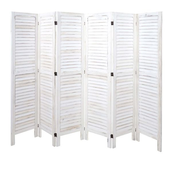 Mendler Paravent HWC-G30, Trennwand Sichtschutz Raumteiler, Shabby-Look 170x240cm, weiß, 67534