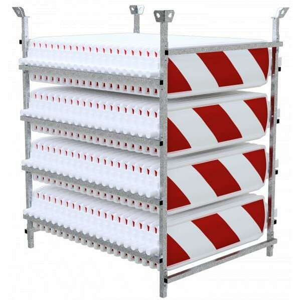 Schake Baken SET 1 bestehend aus: 1x Lager- und Transportgestell,30x Bake, schraffiert, weiß/rot, RA2/B, 360552L-80-SET