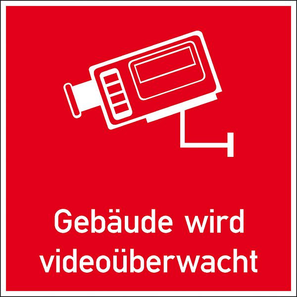 SafetyMarking Video Infozeichen, Gebäude wird videoüberwacht, BxH 10x10 cm, Folie, selbstklebend, 21.G5022
