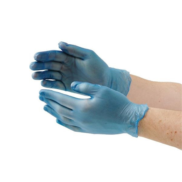 Vogue Vinyl Einmalhandschuhe, blau, puderfrei, Größe L, VE: 100 Stück, CF403-L