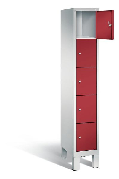 C+P Schließfachschrank Evolo, H1850xB320xT500mm, Farbe: Lichtgrau / Rubinrot, 48010-105 S10074