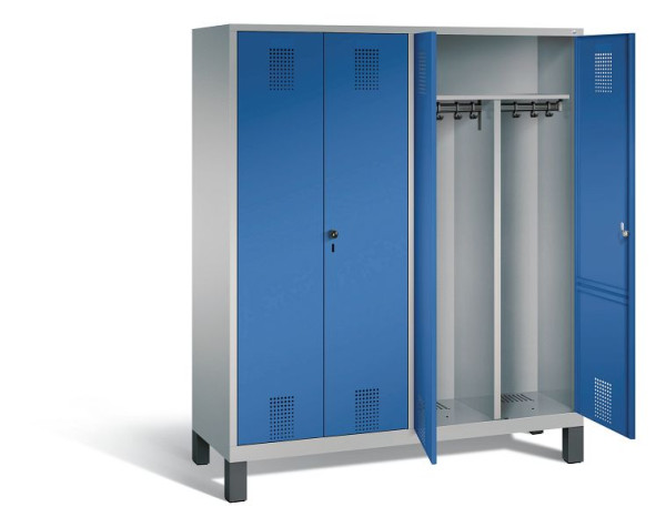 C+P Schwarz-Weiss-Spind Evolo, H1850xB1590xT500mm, Farbe: Weißaluminium / Enzianblau, 48012-42 S10086