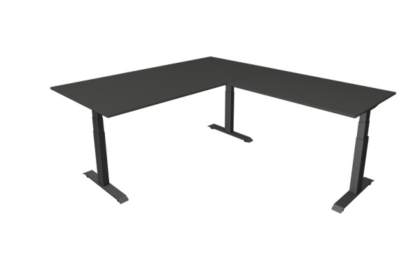 Kerkmann Sitz-/Stehtisch Move 4, B 2000 x T 1000 mm mit Anbauelement 1200 x 800 mm, elektrisch höhenverstellbar von 640-1290 mm, anthrazit, 10083313