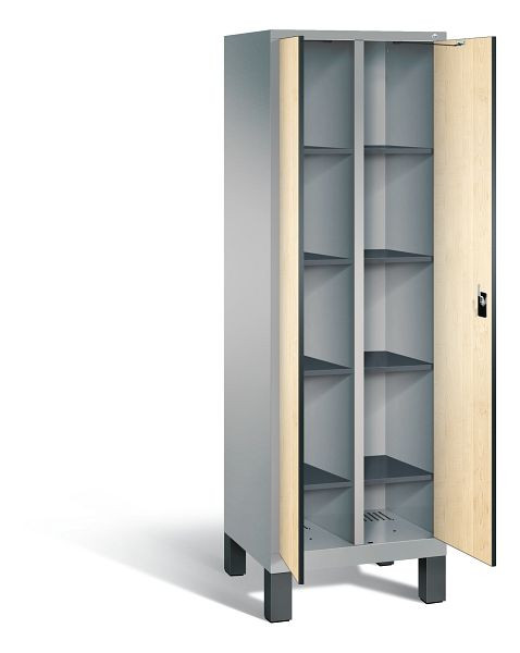 C+P Wäsche-Spind Evolo, H1850xB610xT500mm, Farbe: Weißaluminium / Dekor Donau-Ahorn, 48012-20B S10034