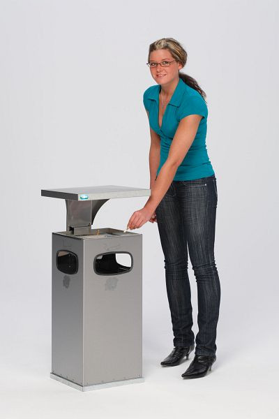 VAR Abfallsammler/Ascher B 32 mit verstärktem Schutzdach in Edelstahl-Ausführung, 12165