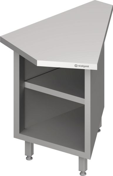 Stalgast Edelstahl Inneneckmodul 45° "Free Flow" mit offenem Unterschrank 667x830x880 mm, Granitdeckplatte "Standard G1", FF06225