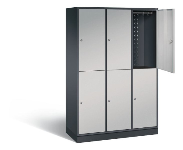 C+P Spind doppelstöckig XL Intro, H1950xB1220xT490mm, Farbe: Schwarzgrau / Weißaluminium, 8270-302 S10055