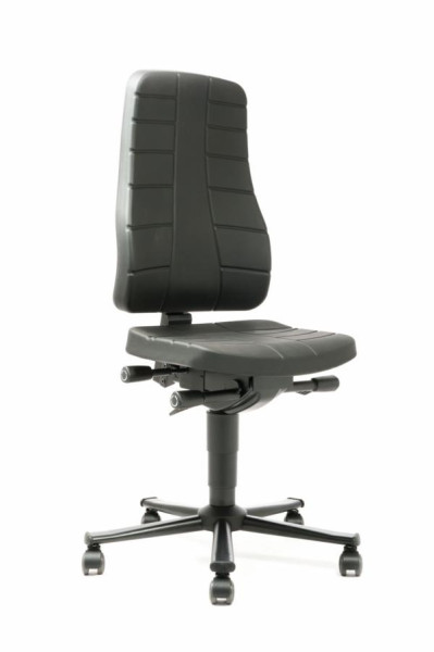 bimos All-In-One Highline Arbeitsdrehstuhl mit Rollen und PU-Schaum schwarz, Sitzhöhe 450-600 mm, 9643-2000