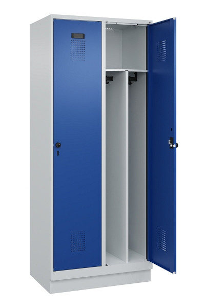 C+P Spind Evolo PLUS, mit Sockel, 2 Abteile, 1950x800x500mm, 7035/5010, Verschluss Drehriegel, 049020-22F S10006