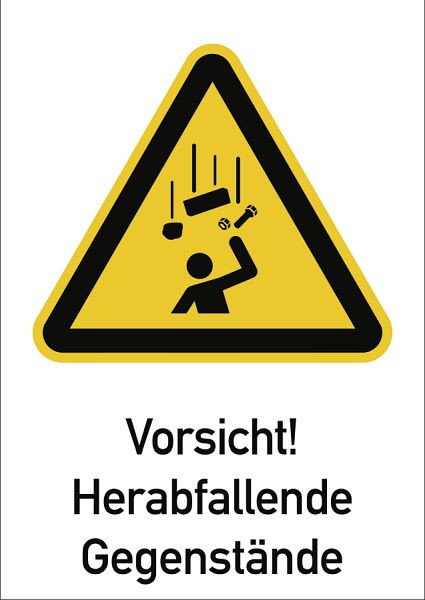 Moedel Vorsicht! Herabfallende Gegenstände, Kombischild, Folie, 131x185 mm, 98973