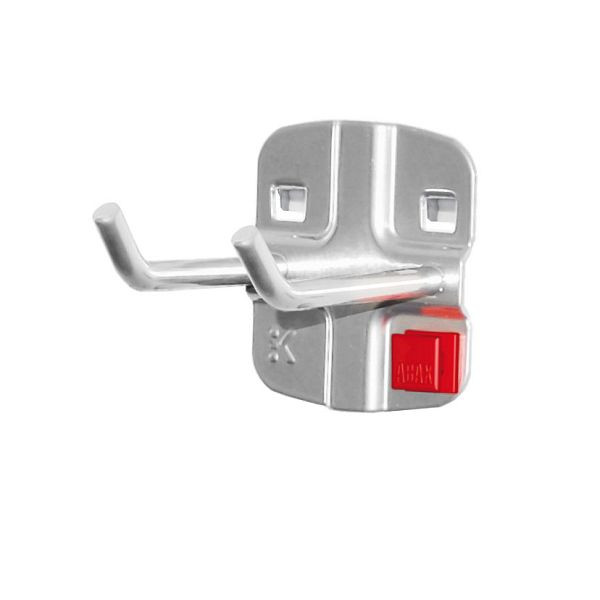 Kappes RasterPlan/ABAX Doppelter Werkzeughalter, L 50 mm, mit schrägem Hakenende, Ø 6 mm alufarben, 3340.00.8501