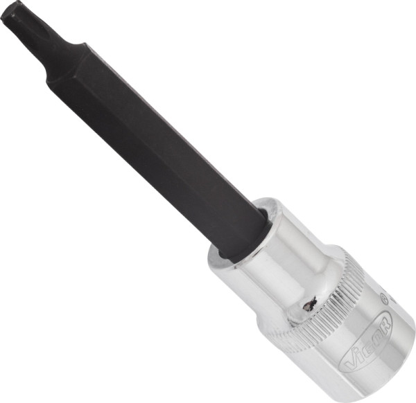 VIGOR TORX Schraubendreher-Einsatz, Vierkant hohl 12,5 mm (1/2 Zoll), Innen TORX Profil, T30, Länge: 100 mm, für Handbetätigung, VE: 5 Stück, V2165