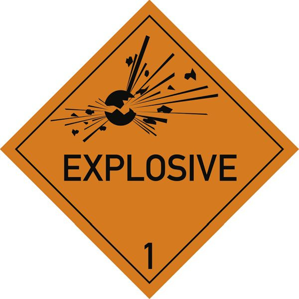 Moedel Gefahrzettel Klasse 1 Text EXPLOSIVE, Papier, 100x100 mm, VE: 1000 Stück/Rolle, 65938
