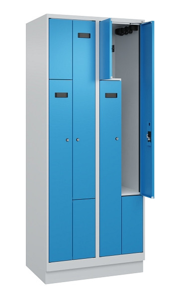 C+P Z-Spind Evolo PLUS, Sockel, 4 Fächer, 1950x800x500mm, 7035/5012, Zylinderschloss, 049023-224 S10035