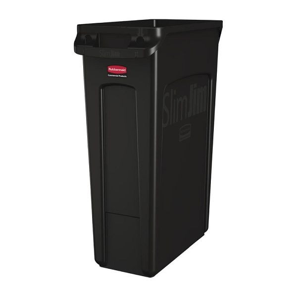 Rubbermaid Slim Jim Abfalleimer mit Entlüftungsschlitzen schwarz 87L, CP653