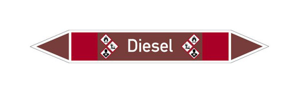 Schilder Klar Rohrleitungskennzeichen Diesel, 100x15 mm Folie selbstklebend, 101636/30