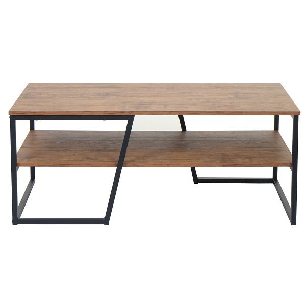 Mendler Couchtisch HWC-A27, Wohnzimmertisch Beistelltisch Sofatisch, Ablage Metall 3D-Struktur 46x110x60cm, Wildeiche-Optik, 105131