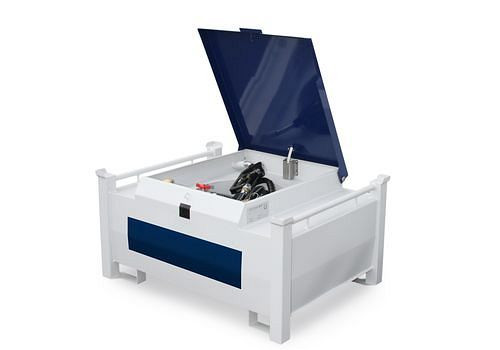 DENIOS Mobile Dieseltankanlage Eco, 200 Liter, mit 12/24V-Pumpe und Zubehör, 252574