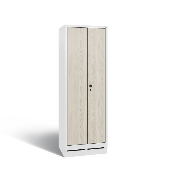 C+P Putzmittel-Spind Evolo, 2 Abteile, H1800xB610xT500 mm, Weiß/MDF Esche, 48120-00 S10250