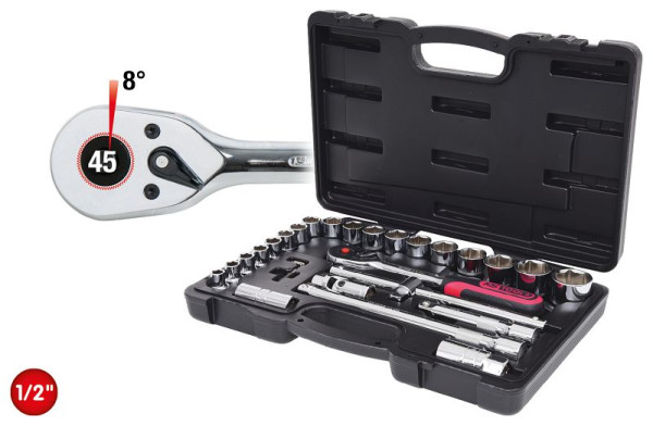 KS Tools 1/2" CHROMEplus Steckschlüssel-Satz, 28-teilig, 918.0728