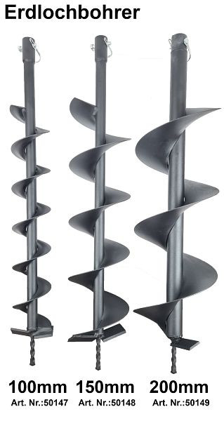 Berger & Schröter Erdlochbohrer für 50301, 15 cm Durchmesser, leicht anzukuppeln, Länge ca. 80 cm, 50148
