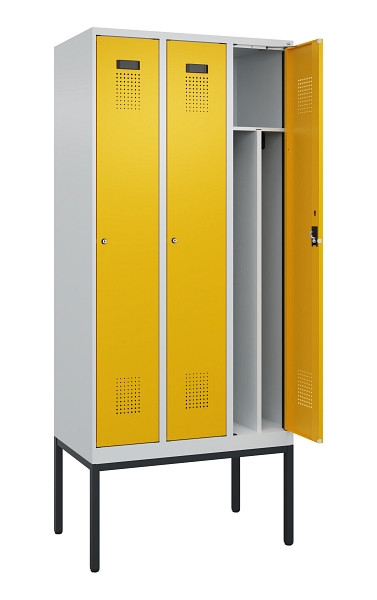 C+P Spind Evolo PLUS, Gestell, 3 Abteile, 2120x900x500mm, 7035/1004, Verschluss Zylinderschloss, 0490307-30F S10027