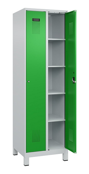 C+P Wäsche-Spind Evolo PLUS, mit Füßen, 2 Abteile, 1950x600x500mm, 7035/6037, Verschluss Zylinderschloss, Ablageböden 8, 049010-20B S10038