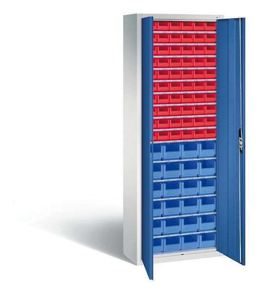 C+P Magazinschrank Serie 13, H1980xB700xT300mm, Farbe: Lichtgrau / Enzianblau, Muldengriff, 133113-22 S10057