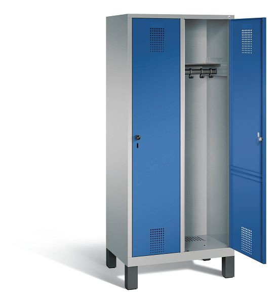 C+P Garderobenschrank Evolo, H1850xB810xT500mm, Farbe: Weißaluminium / Enzianblau, 48010-22 S10524