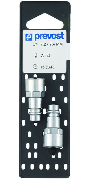 Prevost Nippel 7,2-7,4 mit zylindrischem Innengewinde auf Lochplatte, IG BSPP= G 3/8, VE: 2 Stück, ERP 076102P2