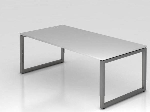 Hammerbacher Schreibtisch O-Fuß eckig 200x100cm Grau/Graph, Rechteckform mit schwebender Tischplatte, VRS2E/5/G