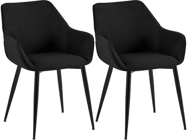CLP 2er Set Esszimmerstuhl Luena Stoff, schwarz, 327453