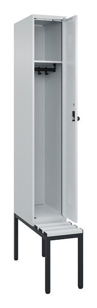 C+P Spind Evolo PLUS, 1 Abteile, 2120x300x815mm, 7035/7035, Haken 3, Drehriegel, Sitzfläche Kunststoff, Sitzbank, 0490507-10 S10067
