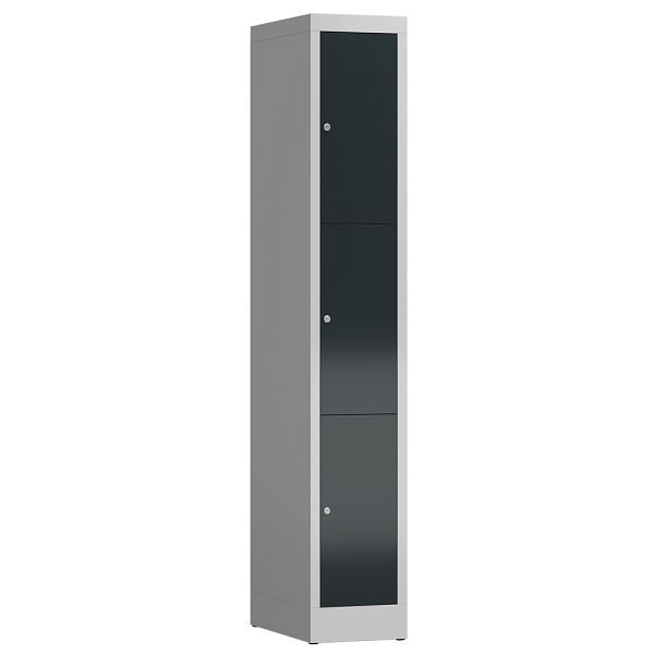 Lüllmann ClassiX Schließfachschrank, 1 Abteil, 3 Fächer, 1800 x 310 x 500 mm, lichtgrau/anthrazitgrau, X-520318