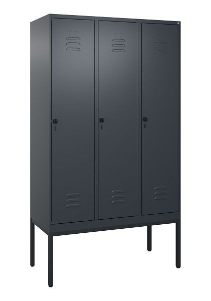 C+P Umkleidespind Classic PLUS mit Mitteltrennwand, Gestell, 3 Abteile, 2120x1200x500mm, 7016/7016, Drehriegel, 0800307-32F S10012