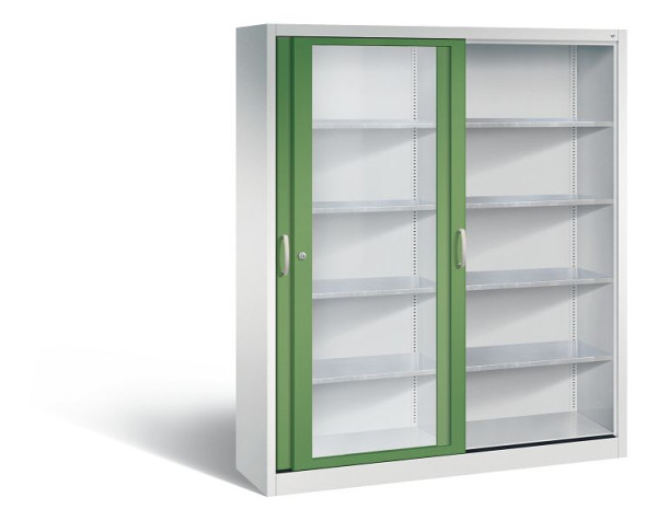 C+P Schiebetürenschrank Acurado, H1950xB1600xT400mm, Farbe: Lichtgrau / Resedagrün, Bügelgriff, 2149-055 S10049