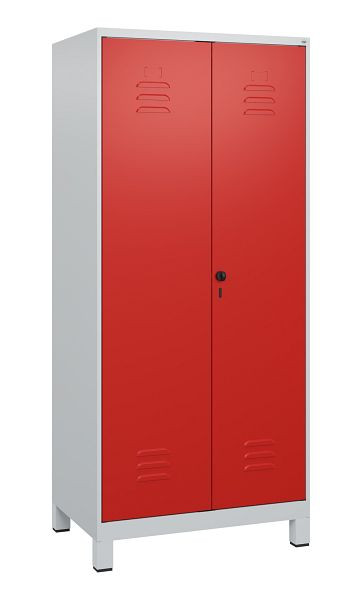 C+P Umkleidespind Classic PLUS, Doppel-Spind, Füße, 2 Abteile, 1800x800x500mm, 7035/3020, Drehriegel, 0800127-22P S10002